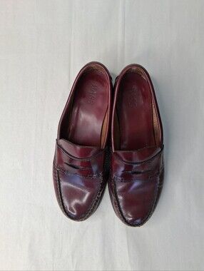 Bass Men's Burgundy Leather Penny Loafers